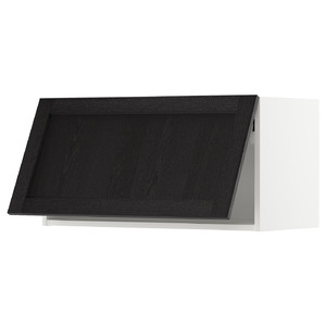 METOD Wall cabinet horizontal w push-open, white/Lerhyttan black stained, 80x40 cm