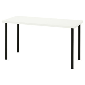 LAGKAPTEN / ADILS Desk, white, black, 140x60 cm