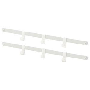 HJÄLPA 2 suspension rails + 6 hooks, white, 55 cm