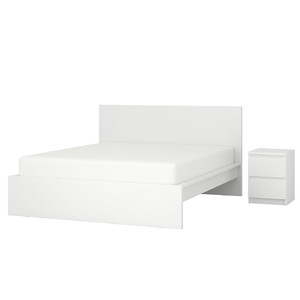 MALM Bedroom furniture, set of 2, white, 140x200 cm