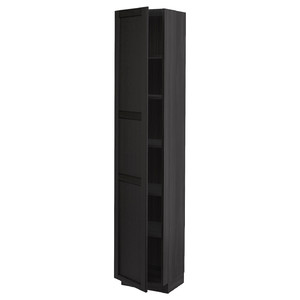 METOD High cabinet with shelves, black/Lerhyttan black stained, 40x37x200 cm