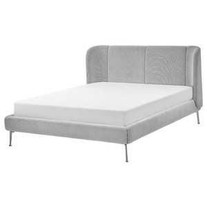TUFJORD Upholstered bed frame, Tallmyra white/black/Lönset, Standard King