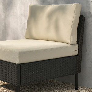 VITTSKÄR Modular easy chair, outdoor plastic rattan dark grey/Frösön/Duvholmen beige