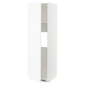 METOD High cab f fridge or freezer w door, white Enköping/white wood effect, 60x60x200 cm