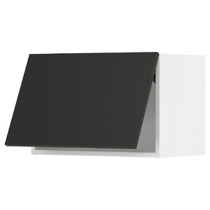 METOD Wall cabinet horizontal w push-open, white/Nickebo matt anthracite, 60x40 cm
