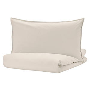 ÄNGSLILJA Duvet cover and pillowcase, light grey-beige, 150x200/50x60 cm