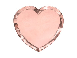 Paper Party Plate Heart, rose gold, 6pcs