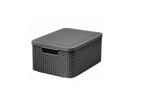 Curver Storage Basket with Lid M 18l, dark grey