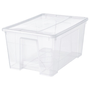 SAMLA Box with lid, transparent, 57x39x28 cm