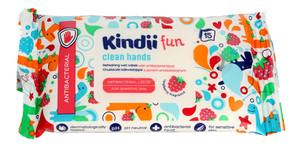 Kindii Fun Clean Hands Refreshing Wet Wipes with Antibacterial Liquid 15pcs