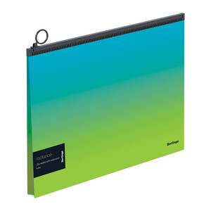 Zipper Bag for Documents PP A4 335x24mm Radiance 1pc, blue-green