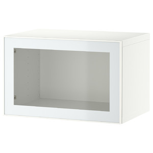 BESTÅ Wall-mounted cabinet combination, white Glassvik/white/light green clear glass, 60x42x38 cm