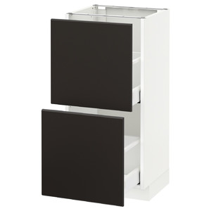 METOD / MAXIMERA Base cabinet with 2 drawers, white, Kungsbacka anthracite, 40x37 cm