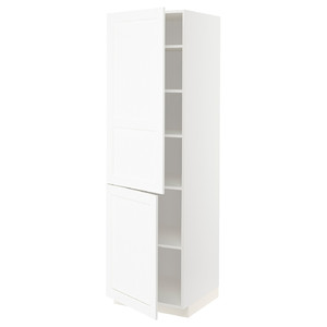 METOD High cabinet with shelves/2 doors, white Enköping/white wood effect, 60x60x200 cm