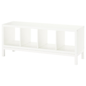 KALLAX Shelving unit with underframe, white/white, 147x59 cm