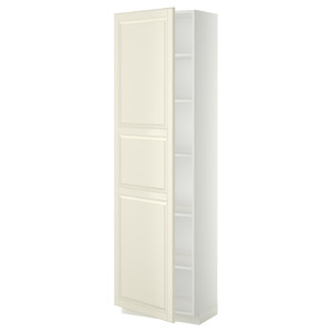 METOD High cabinet with shelves, white/Bodbyn off-white, 60x37x200 cm