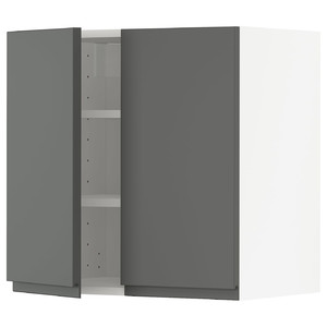 METOD Wall cabinet with shelves/2 doors, white/Voxtorp dark grey, 60x60 cm