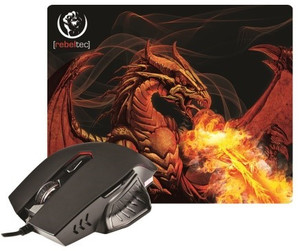 Rebeltec Gaming Set Wired Mouse & Mouse Pad RED DRAGON, black