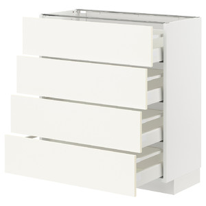 METOD / MAXIMERA Base cab 4 frnts/4 drawers, white/Vallstena white, 80x37 cm