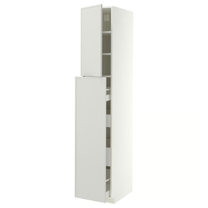 METOD/MAXIMERA Hc w p-o func 4drw/1dr/2shlv, white/Aspudden light grey, 40x60x220 cm
