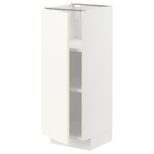 METOD Base cabinet with shelves, white/Vallstena white, 30x37 cm