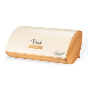Feel Maestro Modern Stainless Steel & Bamboo Bread Bin MR-1775-IVORY
