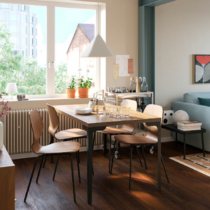 SKÅLSTA Chair, walnut veneer/tubular metal/black-grey