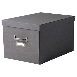 TJOG Storage box with lid, dark grey, 35x56x30 cm