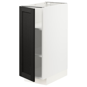 METOD Base cabinet with shelves, white/Lerhyttan black stained, 30x60 cm