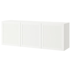 BESTÅ Wall-mounted cabinet combination, white/Hanviken white, 180x42x64 cm