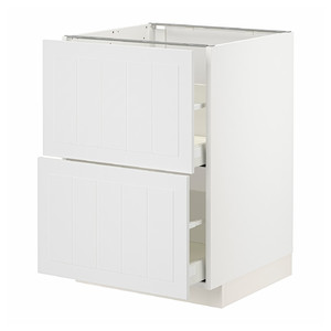 METOD / MAXIMERA Base cb 2 fronts/2 high drawers, white/Stensund white, 60x60 cm