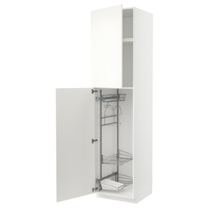 METOD High cabinet with cleaning interior, white/Vallstena white, 60x60x240 cm