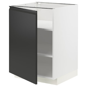METOD Base cabinet with shelves, white/Upplöv matt anthracite, 60x60 cm