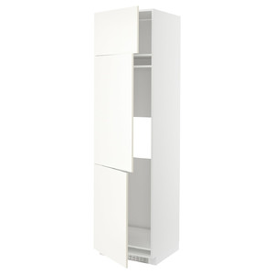 METOD High cab f fridge/freezer w 3 doors, white/Vallstena white, 60x60x220 cm