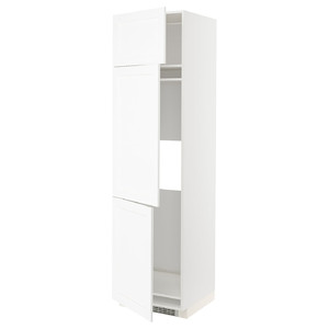METOD High cab f fridge/freezer w 3 doors, white Enköping/white wood effect, 60x60x220 cm