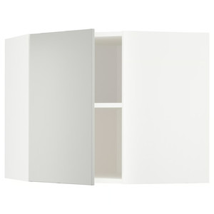 METOD Corner wall cabinet with shelves, white/Havstorp light grey, 68x60 cm