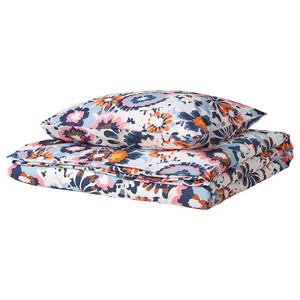 HÖNSGULLÖRT Duvet cover and pillowcase, floral pattern/multicolour, 150x200/50x60 cm