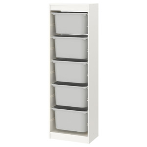 TROFAST Storage combination, white, grey, 46x30x145 cm