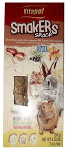 Vitapol Smakers Snack for Rodents & Rabbits - Forest Fruit, Nut, Popcorn 3pcs