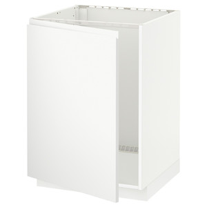 METOD Base cabinet for sink, white/Voxtorp matt white, 60x60 cm