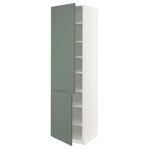 METOD High cabinet with shelves/2 doors, white/Bodarp grey-green, 60x60x220 cm
