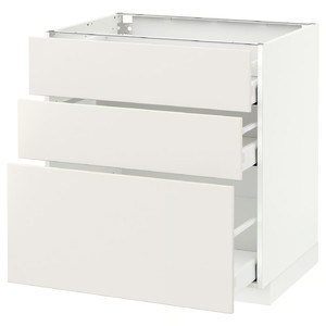 METOD / MAXIMERA Base cabinet with 3 drawers, white, Veddinge white, 80x60 cm