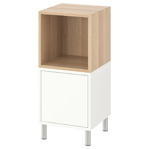 EKET Cabinet combination with legs, white, white stained oak effect, 35x35x80 cm