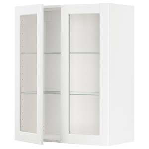 METOD Wall cabinet w shelves/2 glass drs, white Enköping/white wood effect, 80x100 cm