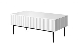 Coffee Table with Drawers Nicole, matt white/black legs