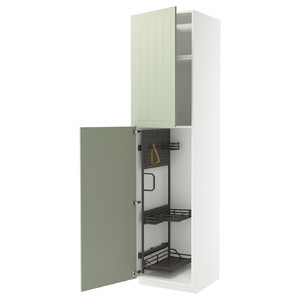 METOD High cabinet with cleaning interior, white/Stensund light green, 60x60x240 cm