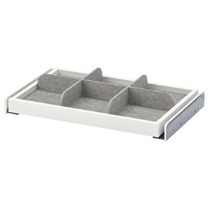 KOMPLEMENT Pull-out tray with divider, white, light grey, 50x35 cm