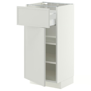METOD/MAXIMERA Base cabinet with drawer/door, white/Aspudden light grey, 40x37 cm