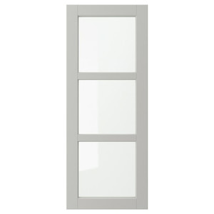 LERHYTTAN Glass door, light grey, 40x100 cm