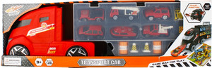 Transport Truck with 6 Small Cars & Road Accessories 3+